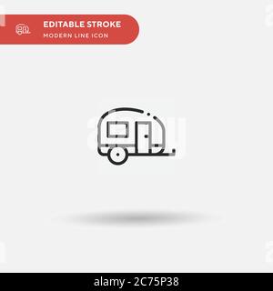 Einfaches Vektorsymbol für Wohnwagen. Illustration Symbol Design Vorlage für Web mobile UI Element. Perfekte Farbe modernes Piktogramm auf bearbeitbaren Strich. Caravan-Icons für Ihr Business-Projekt Stock Vektor