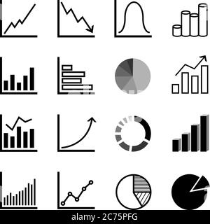 Finanz- und Geschäftsdiagramm und Grafik Symbol Set Vektor Illustration Stock Vektor