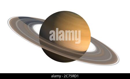 3D Saturn Planet und Ringe Nahaufnahme Rendering mit dem Clipping-Pfad in der Abbildung enthalten, für Weltraumforschung Hintergründe. Elemente davon Stockfoto