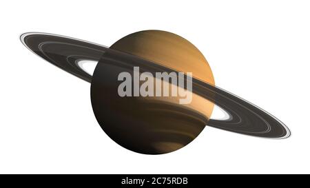 3D-Rendering des Planeten Saturn mit detaillierten Ringen aus der Nähe und der in der Abbildung enthaltenen Clipping-Pfad für Weltraumforschung Hintergründe. Elem Stockfoto