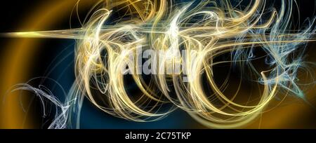 Futuristische surreale Kunst einer fraktalen Apophyse für abstrakte Tapeten oder Science-Fiction-Hintergründe, in einer blauen und goldenen 3D-Illustration. Stockfoto