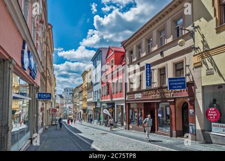 Ulice Prazska, Straße im Zentrum der Stadt Liberec, Böhmen, Region Liberec, Tschechische Republik Stockfoto