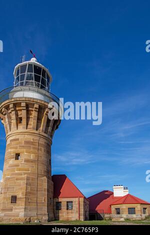 Der Leuchtturm und das Haus der Hüter von Barrenjoey Palm Beach Sydney NSW Australien Stockfoto