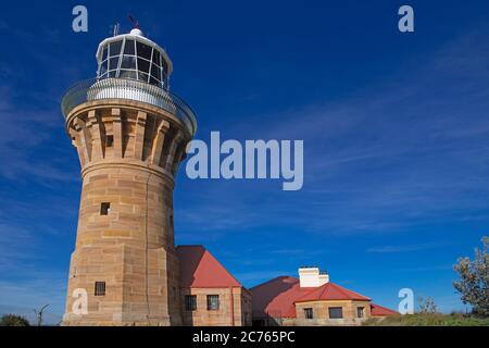 Der Leuchtturm und das Haus der Hüter von Barrenjoey Palm Beach Sydney NSW Australien Stockfoto