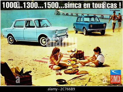 Publicité Pour La Simca 1000 De 1961 - Oldtimer-Werbung Stockfoto