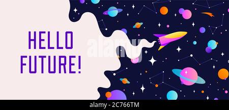 Universum. Motivationsbanner mit Universum Kosmos Stock Vektor