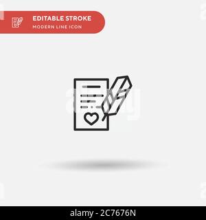 Liebesbrief einfaches Vektor-Symbol. Illustration Symbol Design Vorlage für Web mobile UI Element. Perfekte Farbe modernes Piktogramm auf bearbeitbaren Strich. Love Letter Icons für Ihr Business-Projekt Stock Vektor