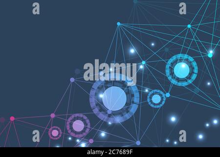 Grosse Daten Visualisierung Hintergrund. Moderne futuristischen virtuelle Zusammenfassung Hintergrund. Wissenschaft Netzwerk Muster, Verbindungslinien und Punkten. Globales Netzwerk Stock Vektor
