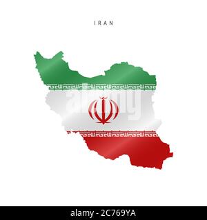 Detailierte Karte mit wehender Flagge des Iran. Karte mit maskierter Flagge. Stockfoto