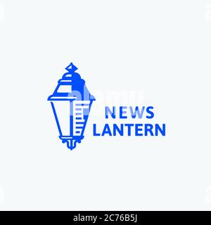 News Laterne Abstract Vector Sign, Symbol oder Logo Template. Traditionelle Retro Street Lamp Silhouette mit Incorporated Zeitung. Stock Vektor