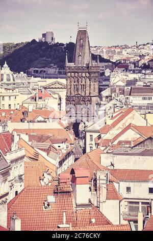 Retro getönte Bild von Prag Stadtbild, Tschechische Republik. Stockfoto