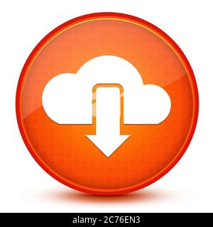 Download-Symbol isoliert auf glänzenden Stern orange runde Taste abstrakte Illustration Stockfoto