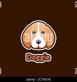 Doggie Vector Sign Emblem oder Logo Template. Niedliche Beagle Hundegesicht in Flat Style Konzept. Gut für Haustiere Pflegeprogramme, Geschäfte und Geschäfte. Stock Vektor
