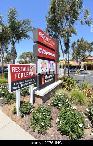 Restaurants zu vermieten als die covid-19 Pandemie wird schlimmer und Die Geschäfte gehen für immer runter und schließen sich - San Luis Obispo im Zentrum von Kalifornien Stockfoto