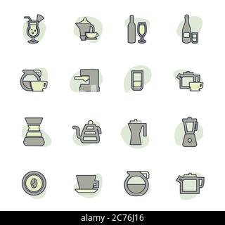 Utensilien für die Zubereitung von Getränken Symbole Stock Vektor