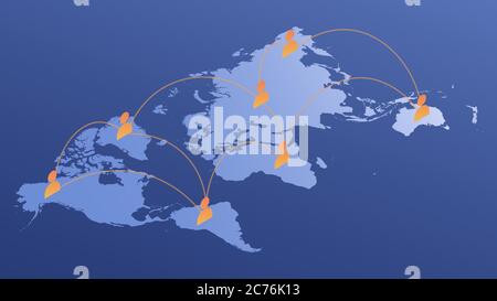 Menschen sind weltweit mit sozialen Medien oder globale Verbindung auf dem Smartphone-Bildschirm verbunden. 3D-isometrisches Illustrationsvektorbild Stock Vektor