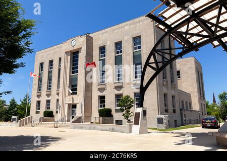 Das Huron County Court House in Goderich Ontario Kanada das Zentrum der Stadt hat auch EIN Gerichtsgebäude Bandstand Stockfoto