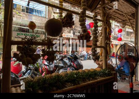 Blick vom inneren Cafe Stockfoto