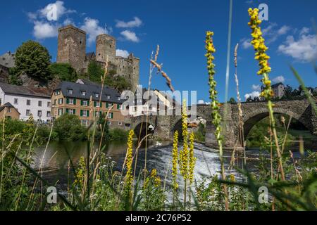 Schloss Runkel oberhalb der Lahn in Runkel, Stadt im Landkreis Limburg-Weilburg in Hessen, Deutschland, Europa Stockfoto