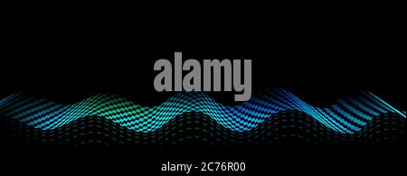vektor abstrakter Hintergrund mit blauer Welle auf schwarzem Hintergrund. Element für Design, Vorlage, Banner Stockfoto
