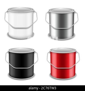 Realistische Vektor 3D Modellierungsfarbe kann eingestellt werden. Realistische Vorlage für die Werbung für Lackprodukte. Stock Vektor