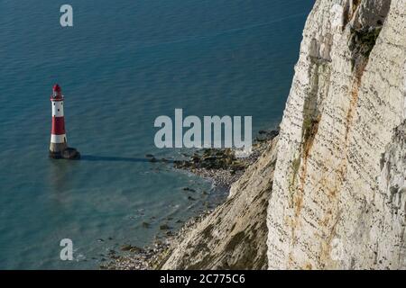 Beachy Head Lighthouse, in der Nähe von Eastbourne, South Downs National Park, East Sussex, England, Großbritannien Stockfoto