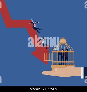 Gewinn Hand Pull Chart up Business Team analysieren. Illustration Für Hintergrundbild, Banner, Hintergrund, Infografik, Buch Und Web Landing Page. Stock Vektor