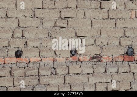 adobe Hintergrund, Lehmziegel, alte Wand braun Wand Stockfoto