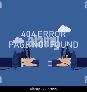 Business 404 Fehlerseite nicht gefunden Hand entfernen Steckdose Team beschweren. Stock Vektor