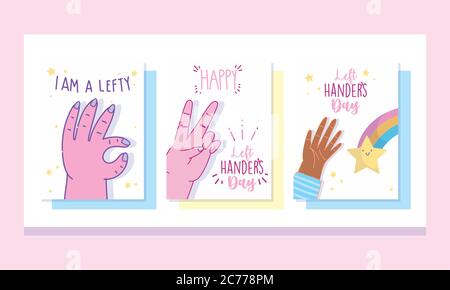 Links Handers Tag, Hand Cartoon Feier Schriftzug Design Banner Vektor Illustration Stock Vektor