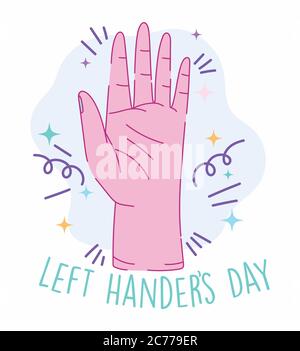 Links Handers Tag, offene Hand Cartoon Feier Vektor Illustration Stock Vektor