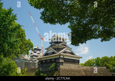 Schloss Kumamoto in Reparatur, Präfektur Kumamoto, Japan Stockfoto