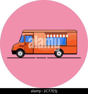 Abbildung Lebensmittel-LKW Cartoon Vektor-Design, Straße Fast Food-LKW Stock Vektor