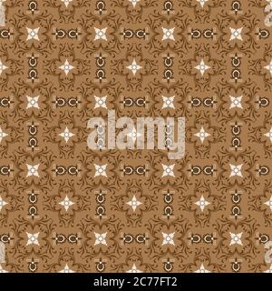 Elegante Blumenmotive auf Kawung Batik mit Mokka-Farbdesign Stock Vektor