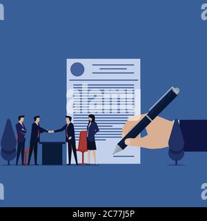 Business flach Vektor Konzept Team Handshake für Vereinbarung Metapher des Geschäfts. Stock Vektor