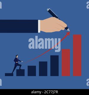 Business flach Vektor Konzept Geschäftsmann klettern die Balkendiagramm Metapher des Wachstums. Stock Vektor
