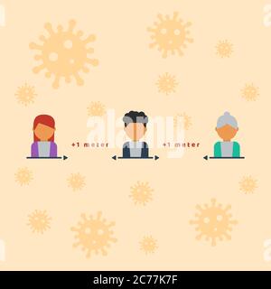 Freie Vektor soziale Distanzierung während Corona-Virus Pandemie Stock Vektor