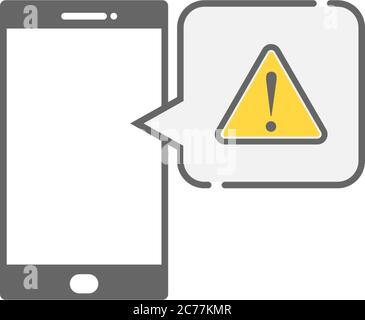 Vorlage für Symbol-Vektor-Symbol für Smartphone-Warnsymbol Stock Vektor