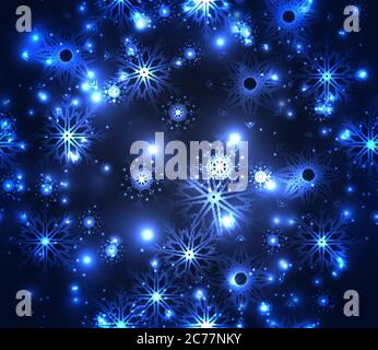 Nahtlose festliche Textur mit Glitzern, Schneeflocken. Schneesturm Nacht. Vektor-Element für Ihre Kreativität Stock Vektor