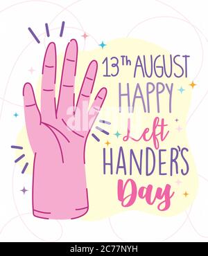 Links Handers Tag, offene Hand Cartoon Feier Vektor Illustration Stock Vektor