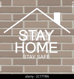 Bleib Zu Hause. Stay Safe Poster Awareness Social Media Kampagne und Coronavirus Prävention. Vektorgrafik Stock Vektor