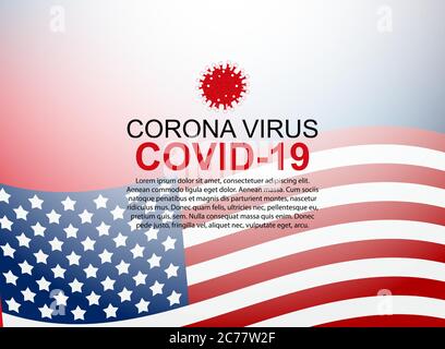 Corona Virus Covid 19 Hintergrund mit USA Flag. Vektorgrafik Stock Vektor