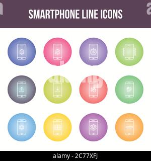 Einzigartiges Smartphone Vektorlinien-Symbol-Set Stock Vektor