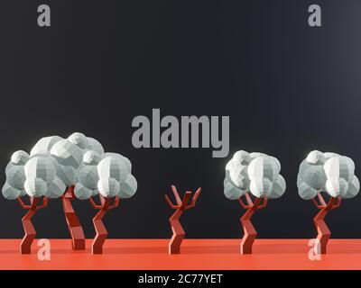 3d-Rendering von Ökologie Problem. Globales Warnungskonzept. Stockfoto