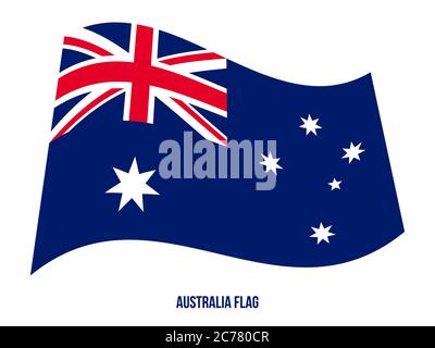 Australien Flagge schwenkten Vector Illustration auf weißem Hintergrund. Australien Nationalflagge. Stock Vektor