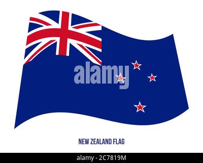 Neuseeland Flagge schwenkten Vector Illustration auf weißem Hintergrund. Neuseeland Nationalflagge. Stock Vektor