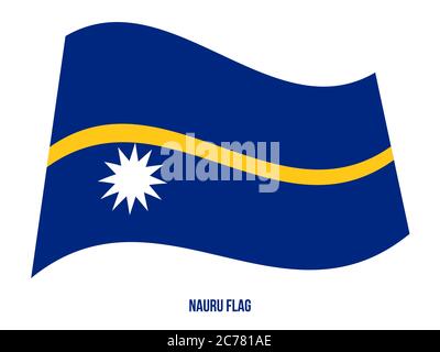 Nauru Flagge schwenkten Vector Illustration auf weißem Hintergrund. Nauru Nationalflagge. Stock Vektor
