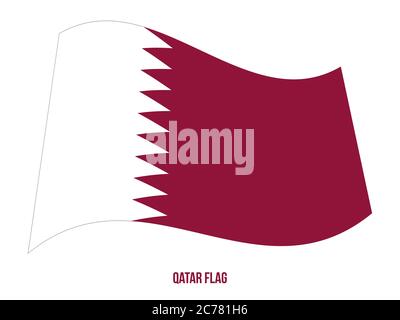 Katar Fahne winken Vector Illustration auf weißem Hintergrund. Qatar National Flagge. Stock Vektor