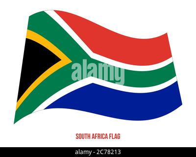 Südafrika Flagge schwenkten Vector Illustration auf weißem Hintergrund. Südafrika Nationalflagge. Stock Vektor