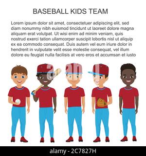 Vector School Baseball Kinder Team in Uniform Stock Vektor